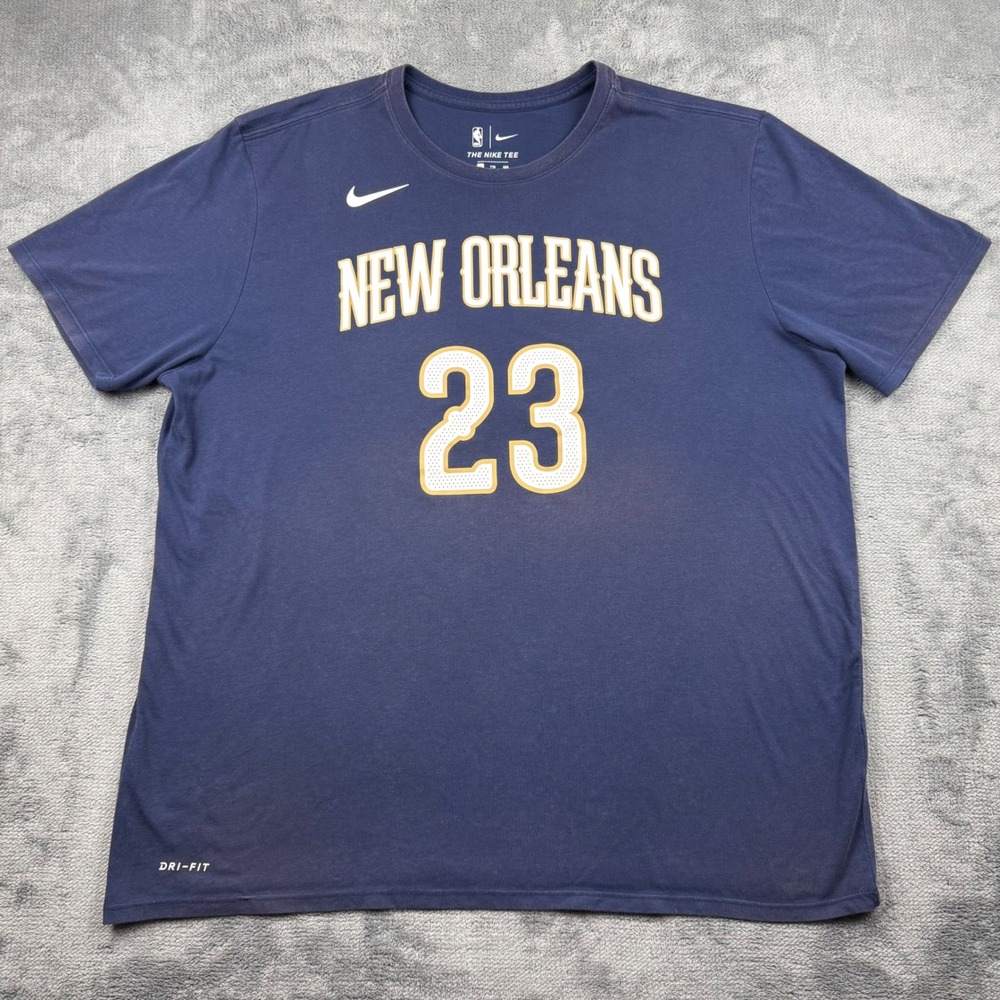 Nike NBA New Orleans Pelicans Anthony Davis 23 Dri-FIT Navy Blue Tee Mens XXL